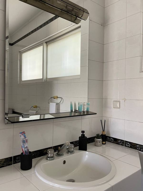 Bathroom sink with modern amenities